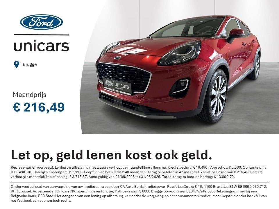 Ford Puma 1.0i Ecoboost mHEV 92kW Titanium X, Stof, Bedrijf, 5 deurs, 3 cilinders