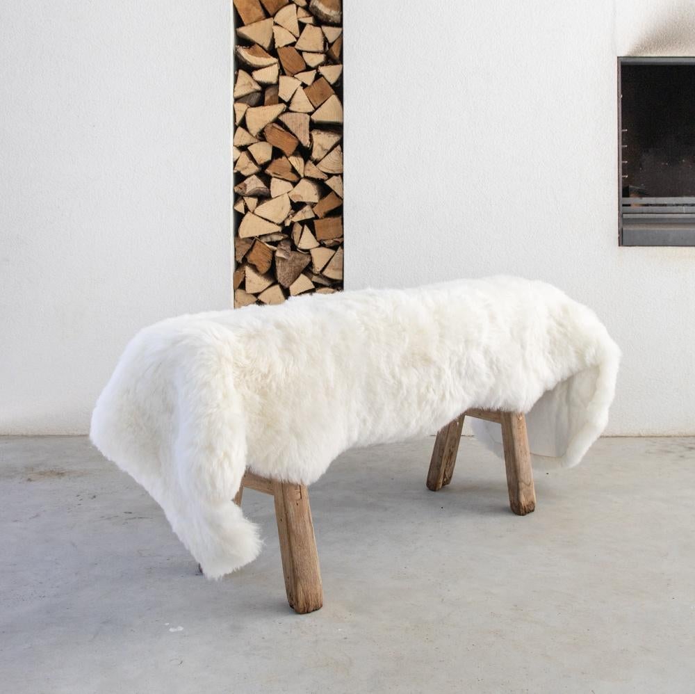 Nieuwe schapenvacht wit 60x160cm plaid tafelloper flamant, Huis en Inrichting, Woonaccessoires | Plaids en Woondekens, Ophalen of Verzenden