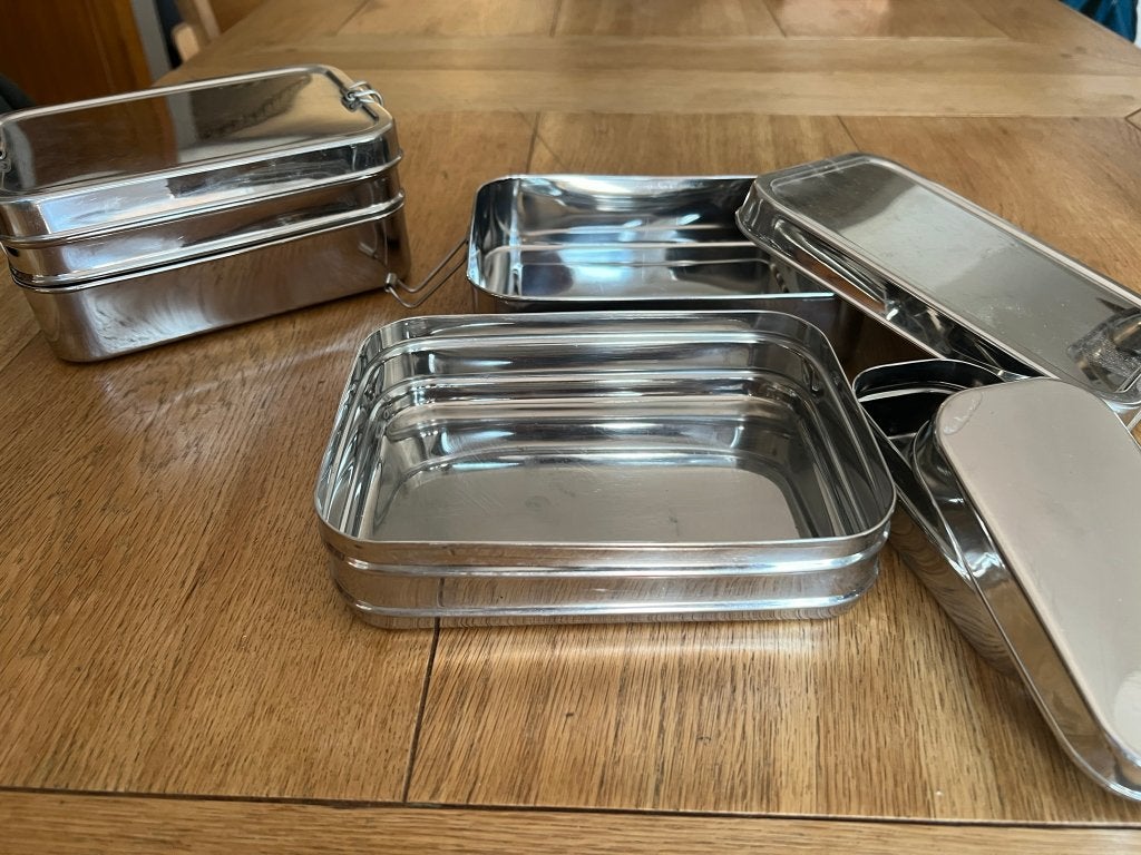 Eco lunchbox giant set 3-delig roestvrij staal (2 stuks) -, Maison & Meubles, Cuisine | Ustensiles de cuisine, Enlèvement ou Envoi
