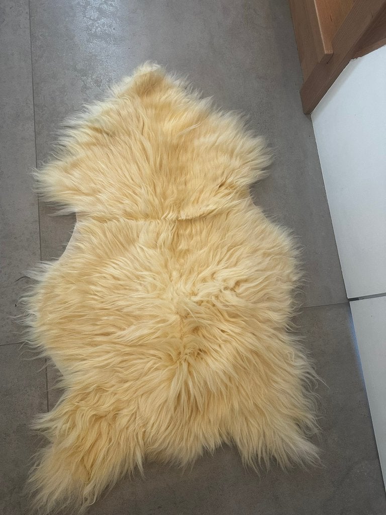 Zacht Schapenvacht Vloerkleed - Crème/Geel, Neuf, 50 à 100 cm, Enlèvement, 50 à 100 cm