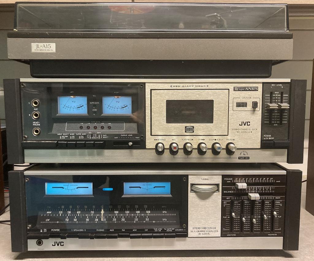 Vintage jaren 70 JVC stereo set, Audio, Tv en Foto, Stereoketens, Gebruikt, Cassettedeck, Tuner of Radio, JVC, Ophalen