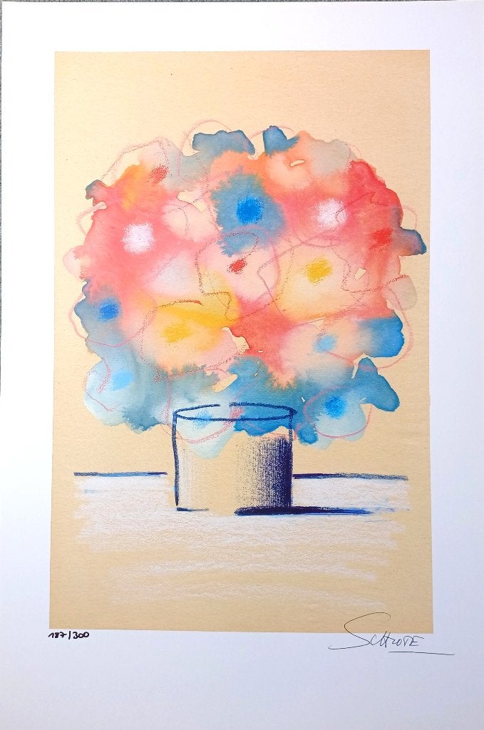 Wilhelm SCHLOTE, 'Bonte bloemenkrans', litho, Genummerd, Ophalen of Verzenden, Lithografie