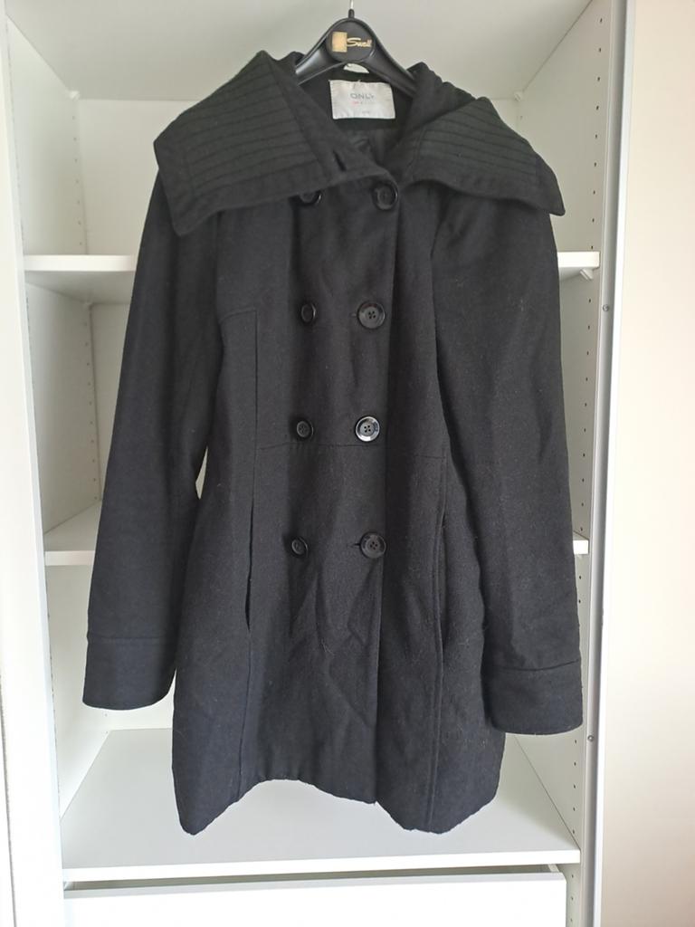 Mt L Zwarte peacoat mantel, Kleding | Dames, Jassen | Winter, Gedragen, Maat 42/44 (L), Zwart, Ophalen of Verzenden