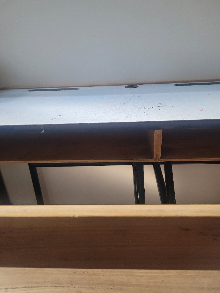 Dubbele schoolbank uit de jaren 50, Antiek en Kunst, Ophalen