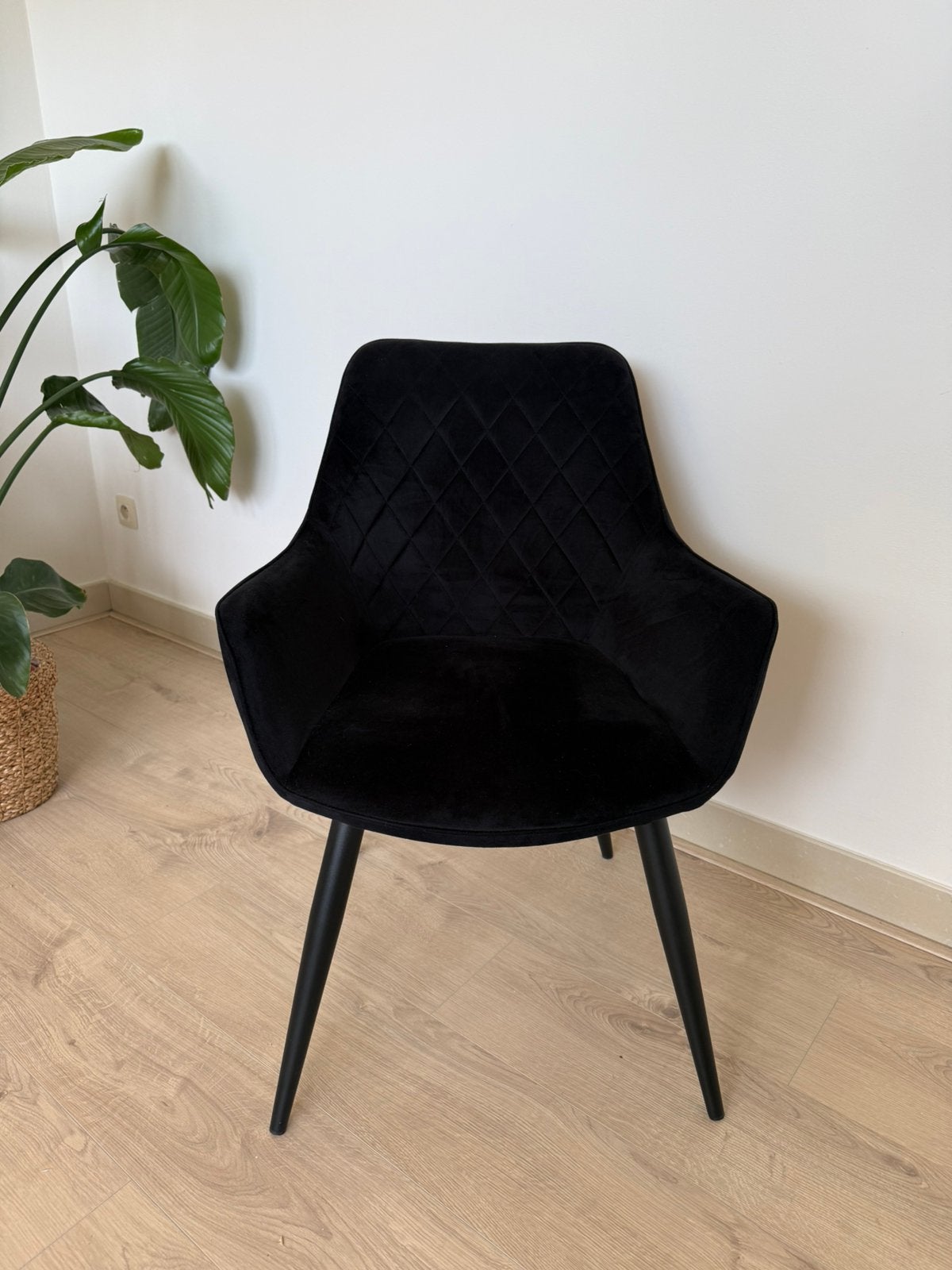 6 eetkamerstoelen, Huis en Inrichting, Stoelen, Ophalen, Zwart, Zo goed als nieuw, Stof