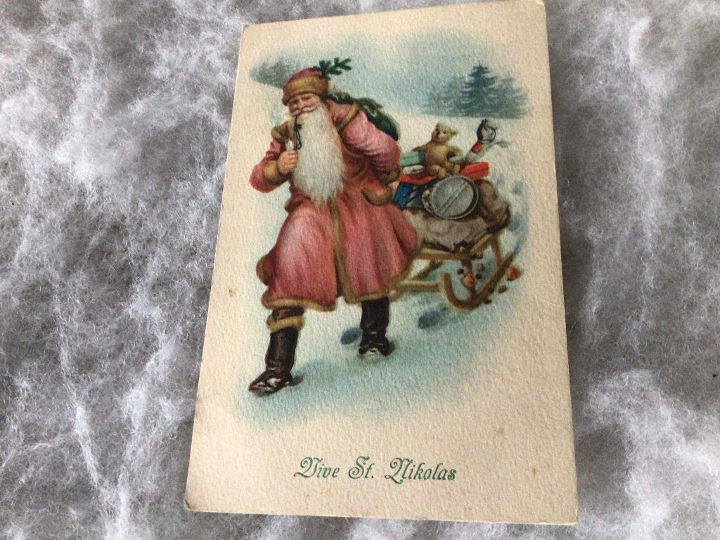 Antieke postkaart. Vive St.Nikolas. Jaren 10-20, Ophalen of Verzenden