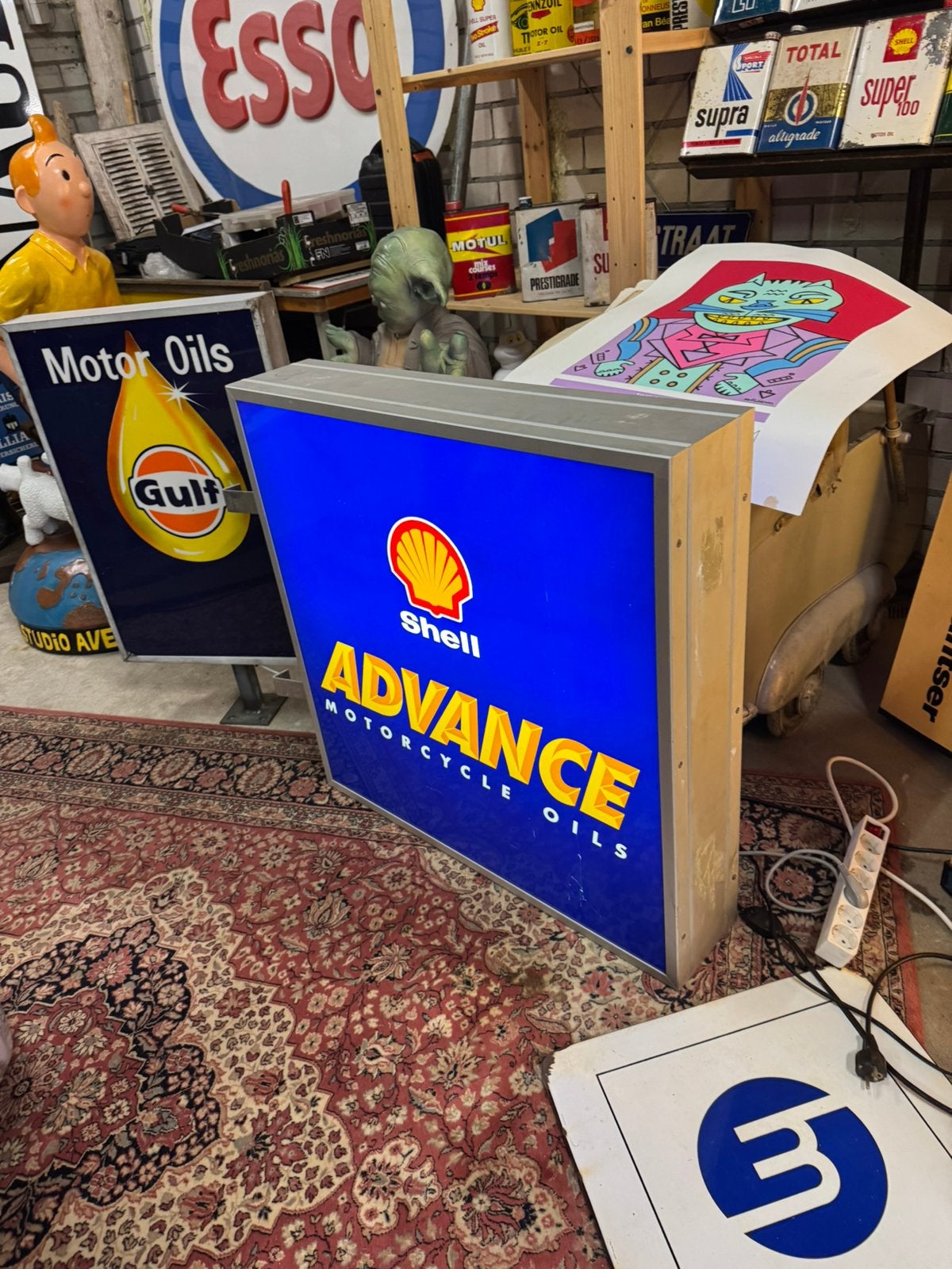 SHELL Advance oude reclame lichtbak, Verzamelen, Ophalen, Gebruikt, ., Lichtbak of (neon) lamp