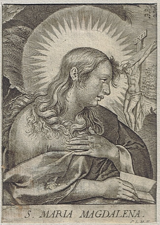 Karel van Mallery gravure "Maria Magdalena", passepartout, Avec passe-partout, Religion, Avant 1600, Gravure