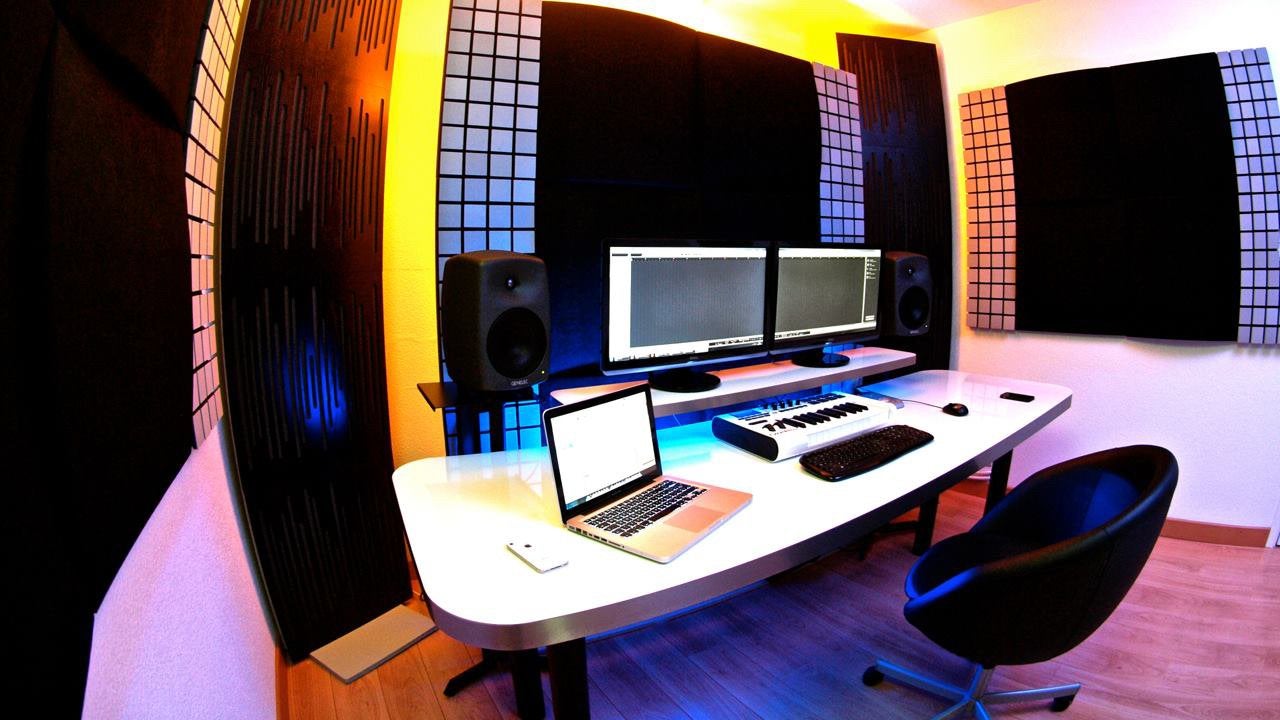 Professionele studiodesk / producer desk in wit hoogglans, Musique & Instruments, Pieds, Enlèvement, Comme neuf