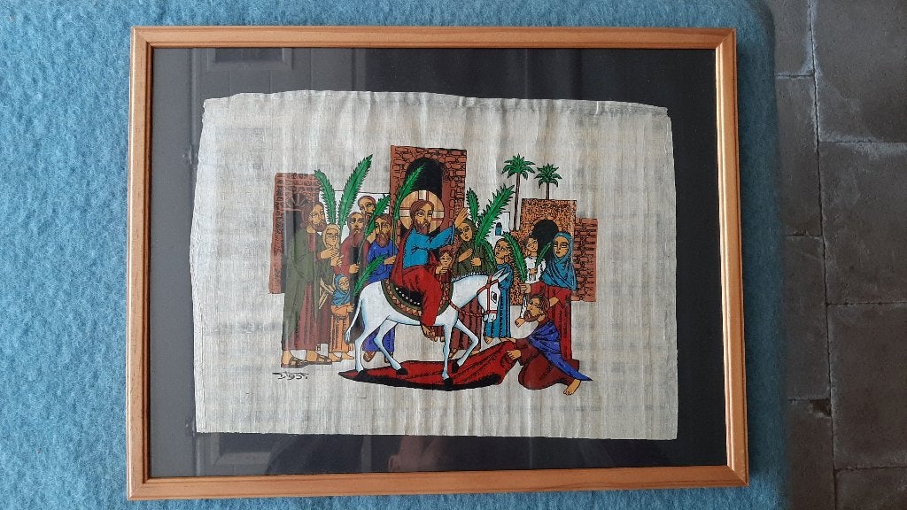Cadre avec illustration sur papyrus, Enlèvement