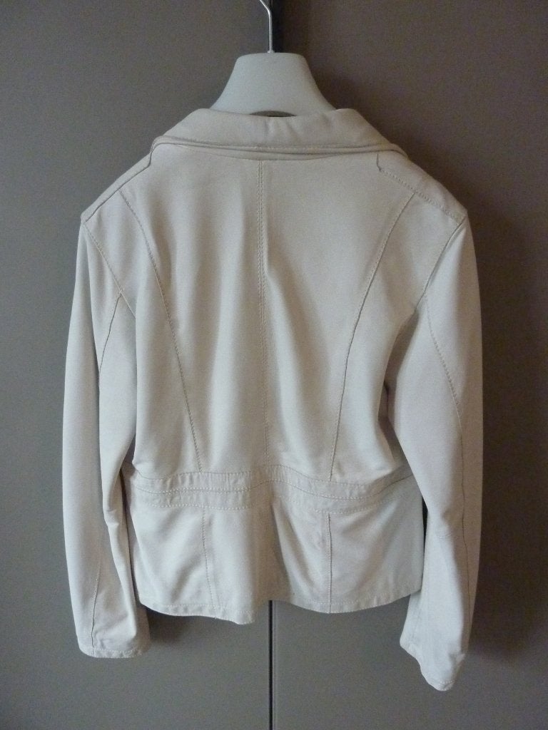 Veste en cuir (blanc/écru) taille 36-38, Taille 38/40 (M), Enlèvement ou Envoi, Porté, Blanc