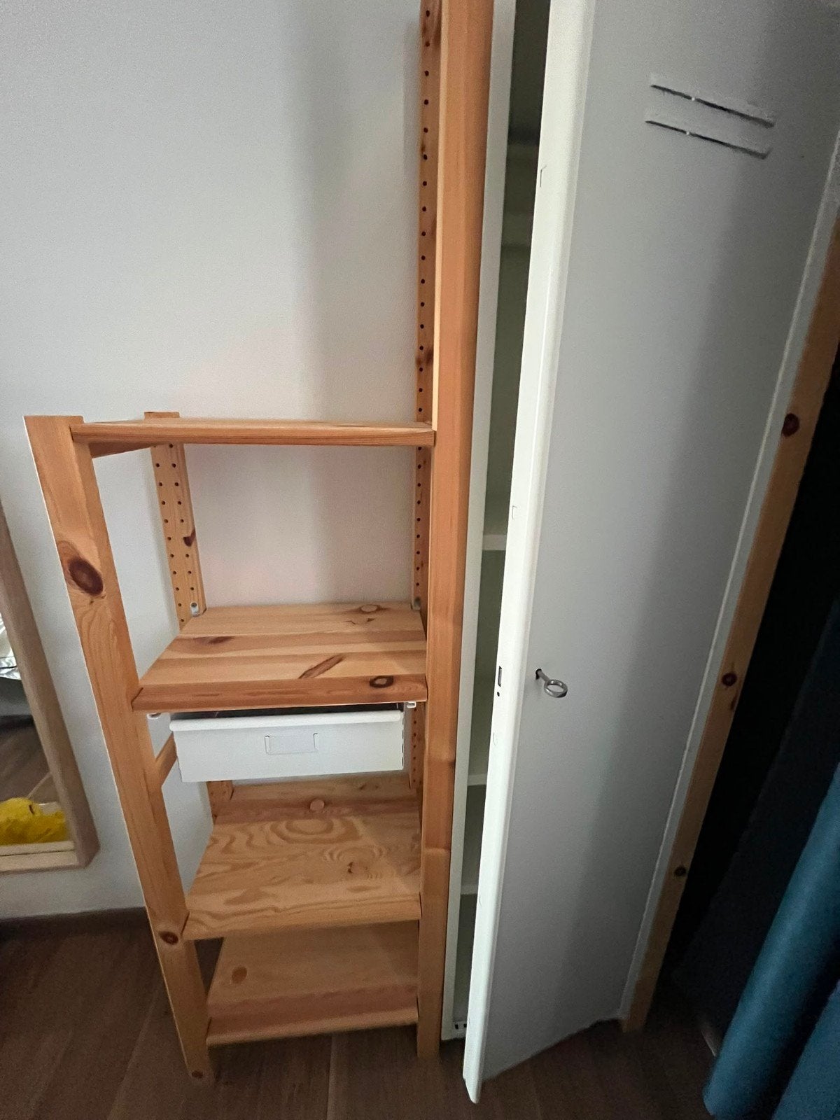 metalen kast met houten rek, Maison & Meubles, Armoires | Étagères, Enlèvement, Comme neuf