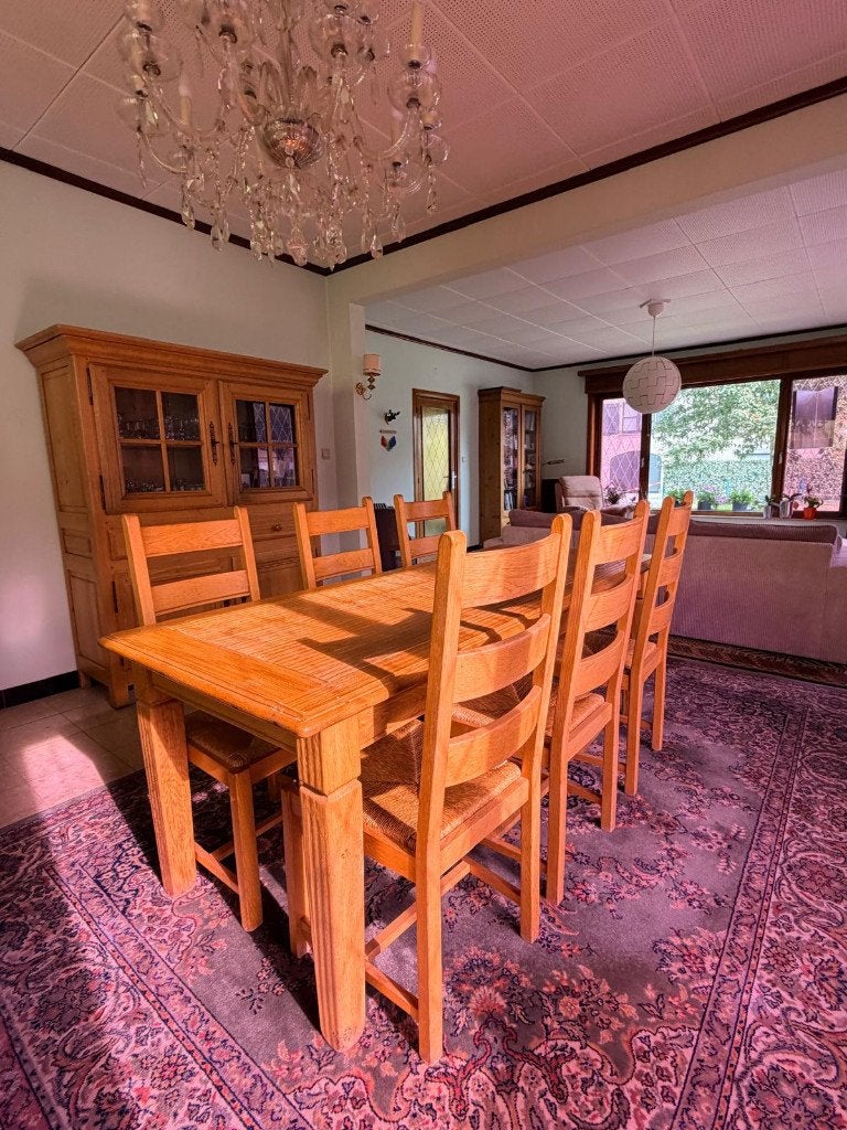 Eetkamer te koop/om weg te geven, Ophalen, Gebruikt, Classique, chêne clair., 4 tot 6 stoelen