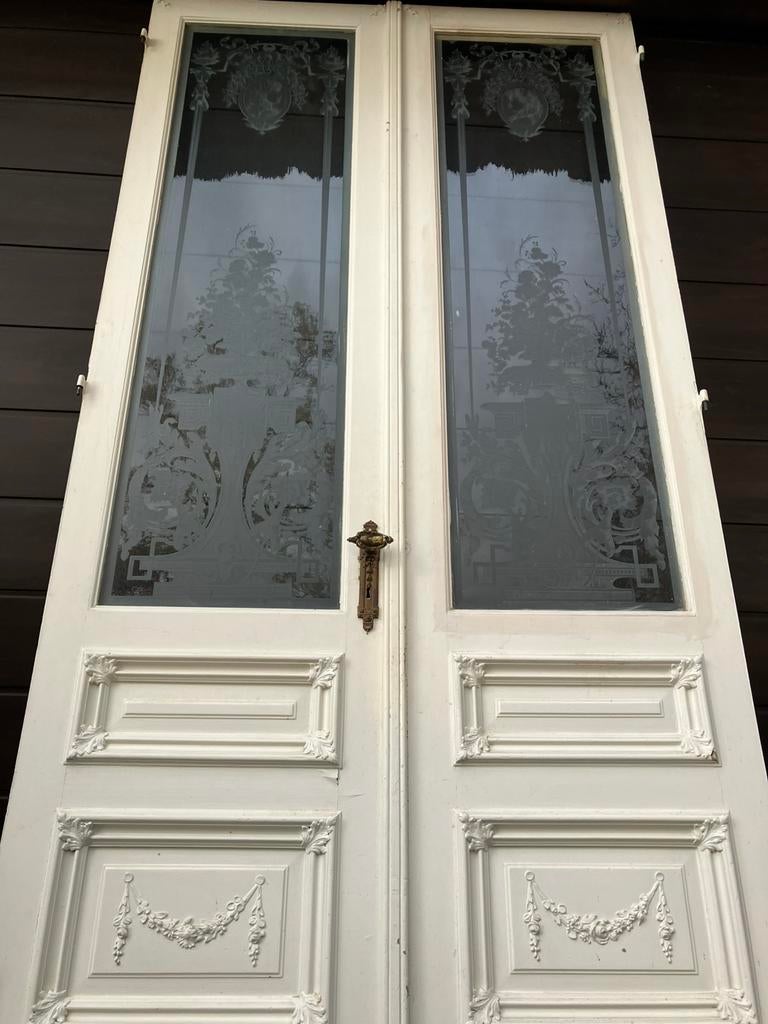 Unieke hoge dubbele ensuite deur met art-deco geëtst glas!!!, Doe-het-zelf en Bouw, Deuren en Vliegenramen, Ophalen, Zo goed als nieuw