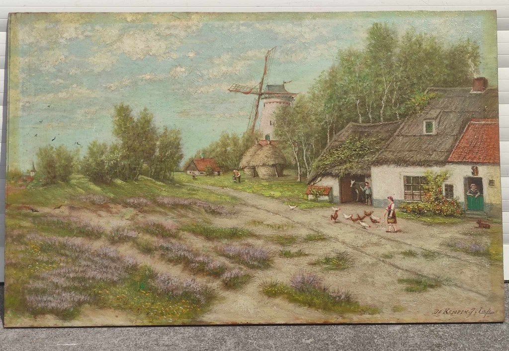 huile sur panneau signe de kempen, Antiek en Kunst, Ophalen of Verzenden, Paneel
