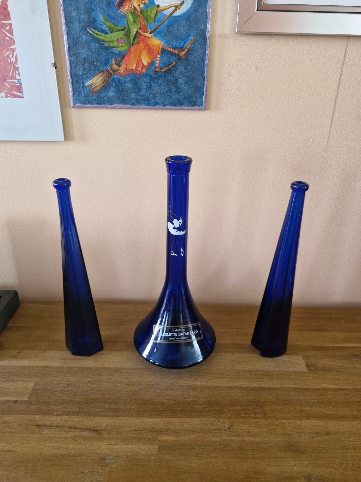 Vintage Kobaltblauwe Glazen Set - 3-delig incl. La Ba, Huis en Inrichting, Woonaccessoires | Vazen, Blauw, 30 cm, Ophalen of Verzenden