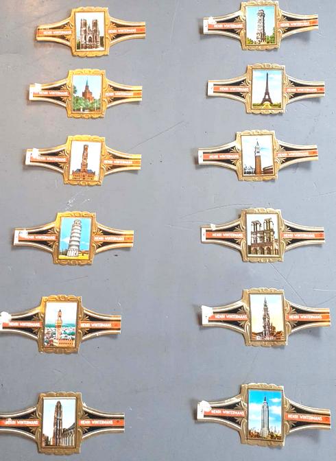 12 bagues de cigare édifice du monde, Verzamelen, Ophalen of Verzenden, Gebruikt, Sigarenbandjes