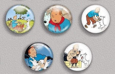 Tintin et Milou (5 Badges - Neufs), Collections, Enlèvement ou Envoi, Tintin, Neuf, Autres types
