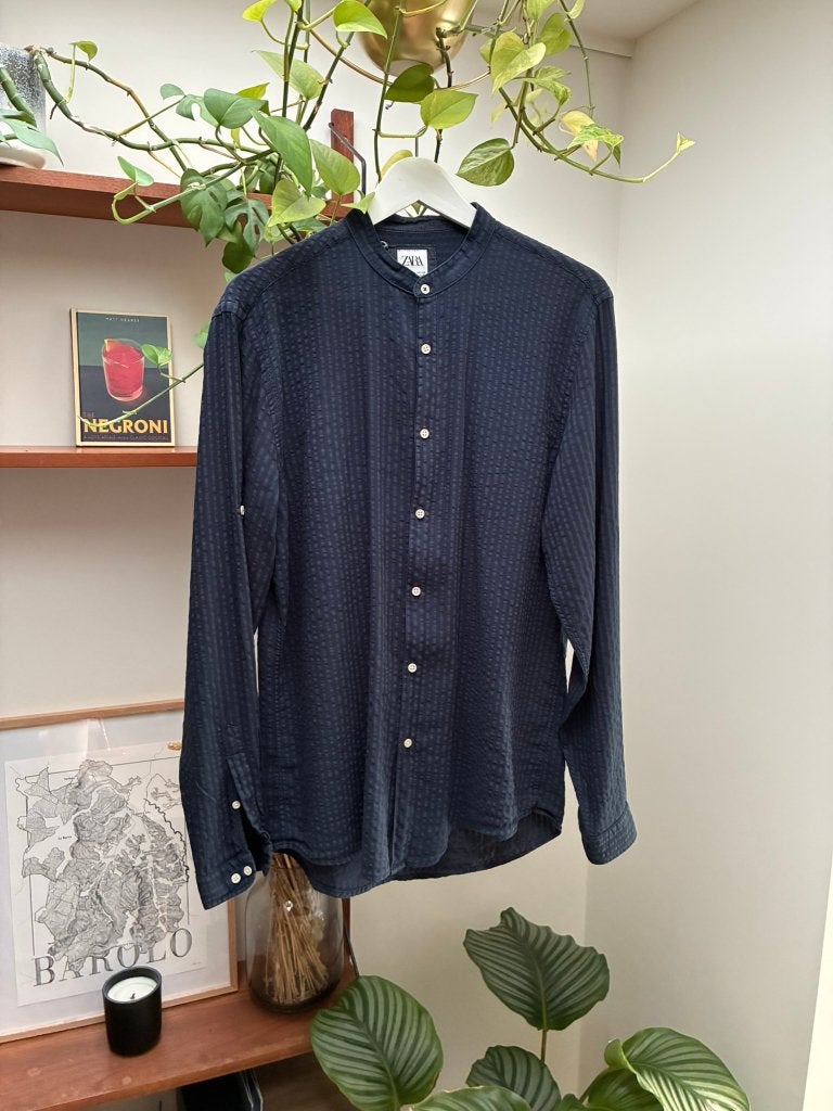 Donkerblauw Hemd van Zara (Maat L), Kleding | Heren, Overhemden, Ophalen of Verzenden, Zo goed als nieuw, Blauw, Zara