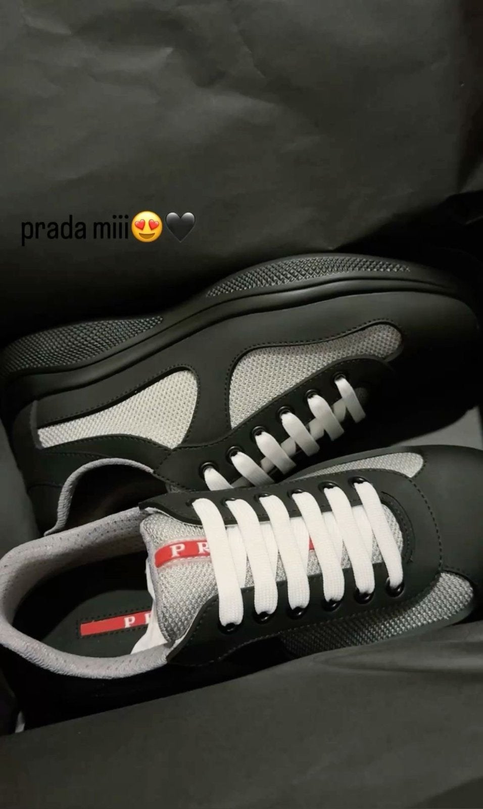 PRADA AMERICAN CUP RUBBER BLACK EU41, Zwart, Ophalen of Verzenden, Zo goed als nieuw, Sneakers