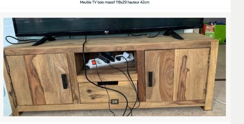 Meuble TV bois massif 118x29 h 42cm très petit meuble WEBA, 25 à 50 cm, Moins de 100 cm, Comme neuf, 100 à 150 cm