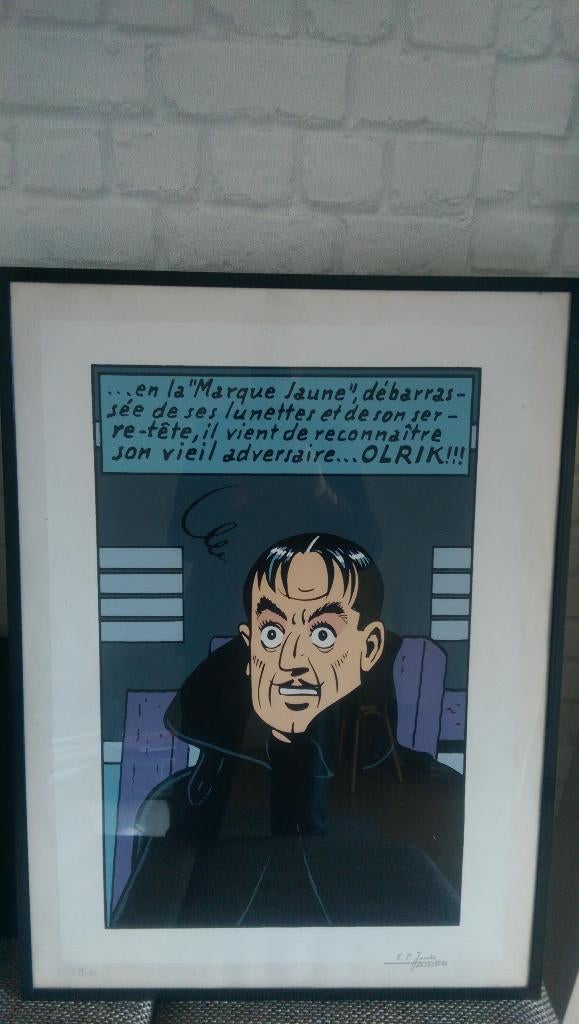 ZELDZAME ZEEFDRUK BLAKE EN MORTIMER 100 EX GESIGNEERD JACOBS, Verzamelen, Stripfiguren, Zo goed als nieuw, Beeldje of Figuurtje