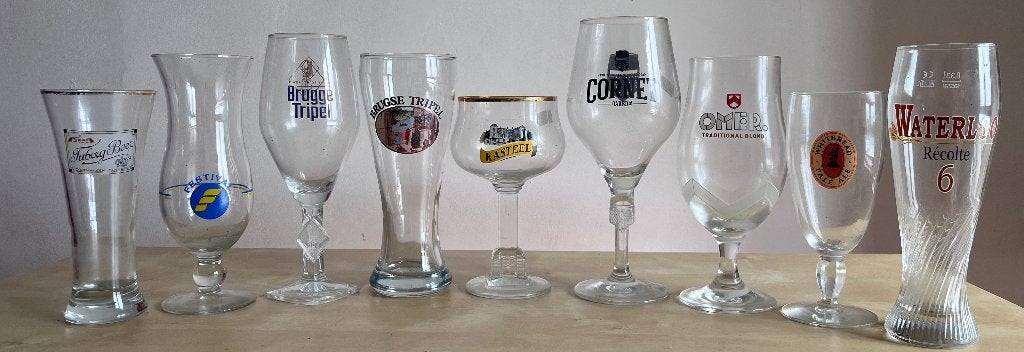 Set van 47 bierglazen (Leffe, Duvel, Brugge Tripel, enz.), Verzamelen, Ophalen, Zo goed als nieuw, Bierglas