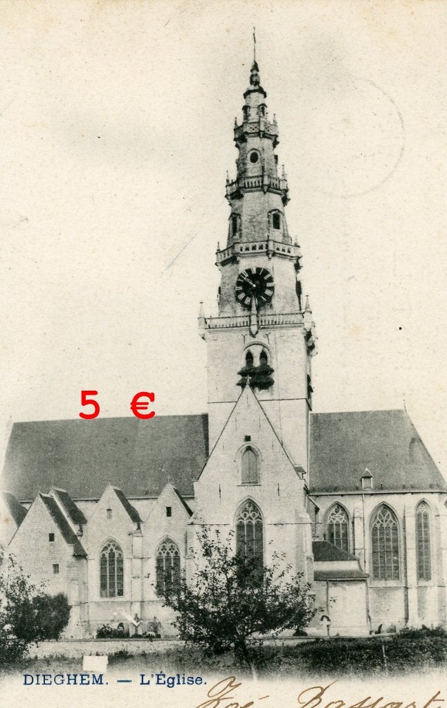 Carte postale - Église de Diegem 1904, Envoi