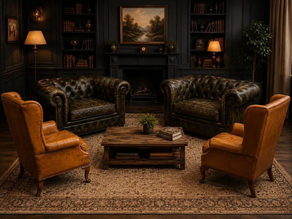 ENSEMBLE D'EXCEPTION CHESTERFIELD TRICOLORE-BERGÈRES RADICE, Maison & Meubles, Enlèvement, Utilisé, Bois