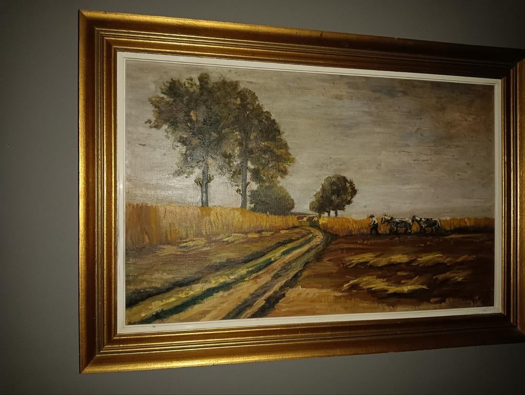 Boer met  koppel paarden, Antiek en Kunst, Ophalen
