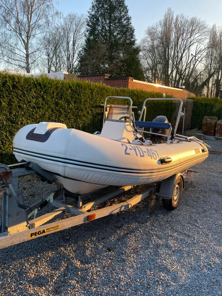 Rubberrboot met console en 15pk 4takt, Watersport en Boten, Ophalen, 10 tot 30 pk, Gebruikt, 3 tot 6 meter