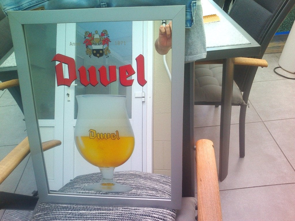 Duvel spiegel., Verzamelen, Ophalen, Zo goed als nieuw, Reclamebord, Plaat of Schild, Duvel