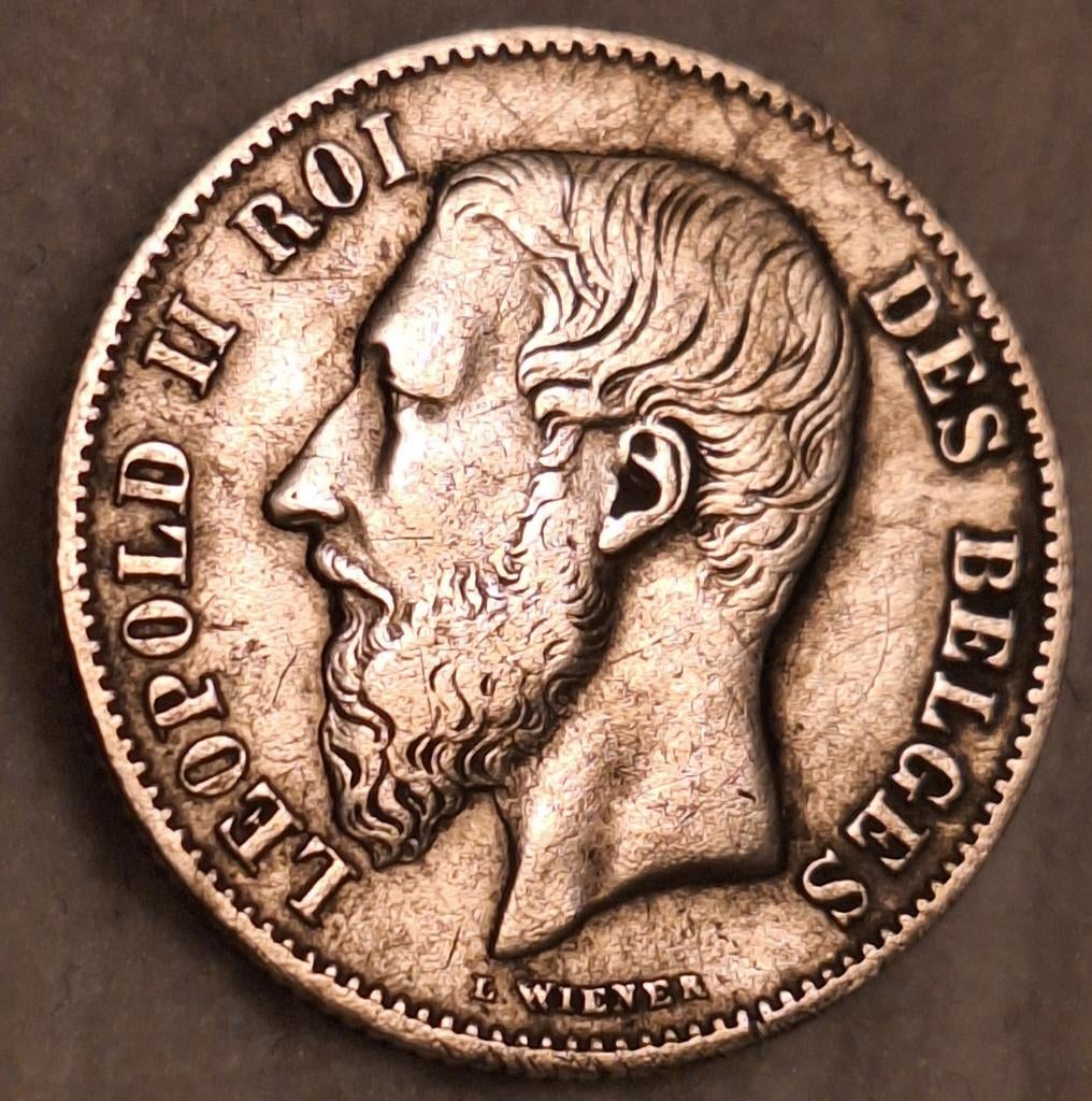 Zilveren 50 Centiemen 1866 – Leopold II – Eerste Jaartal, Verzenden, Zilver, Zilver