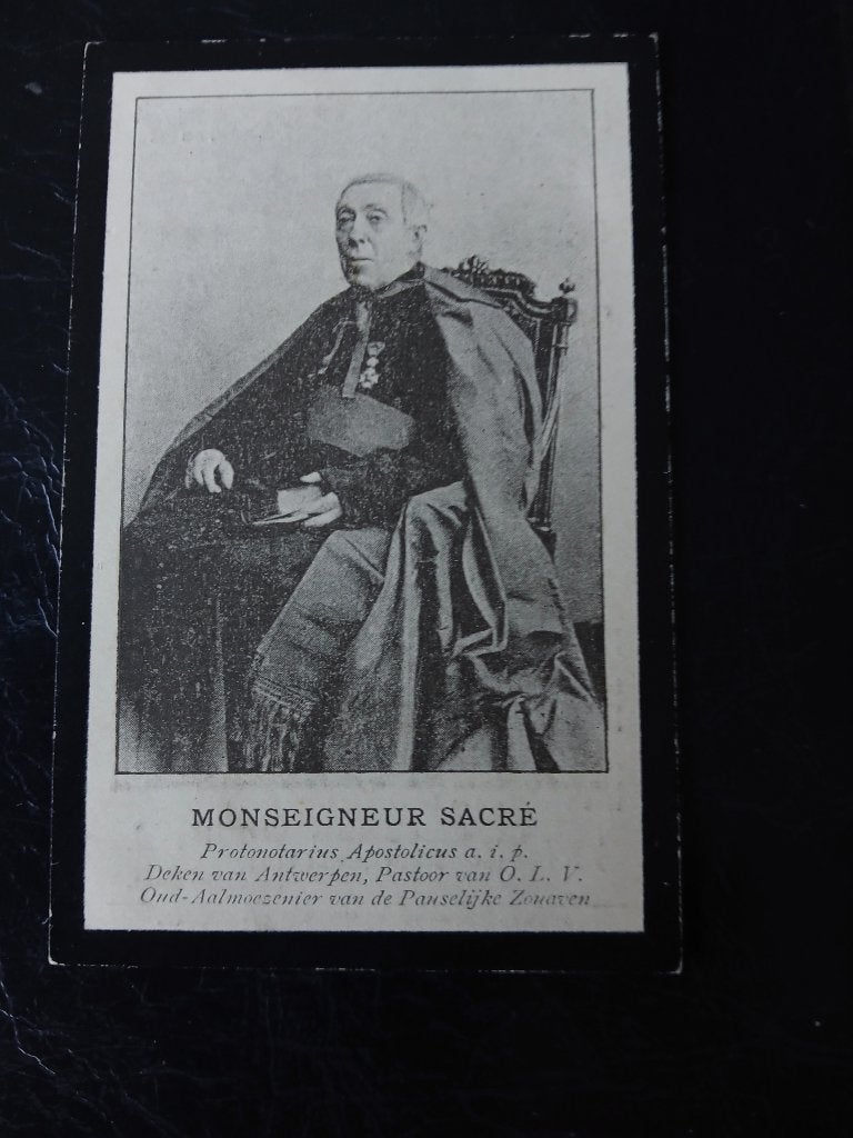 Monseigneur Sacré oud aalmoezenier pauselijke zouaven 1895, Verzenden, Bidprentje