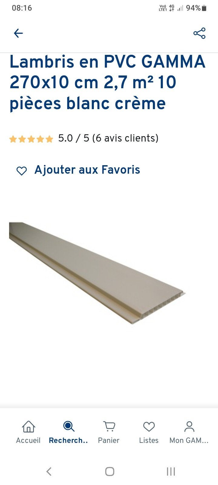 Lambris pvc blanc crème neufs., Enlèvement