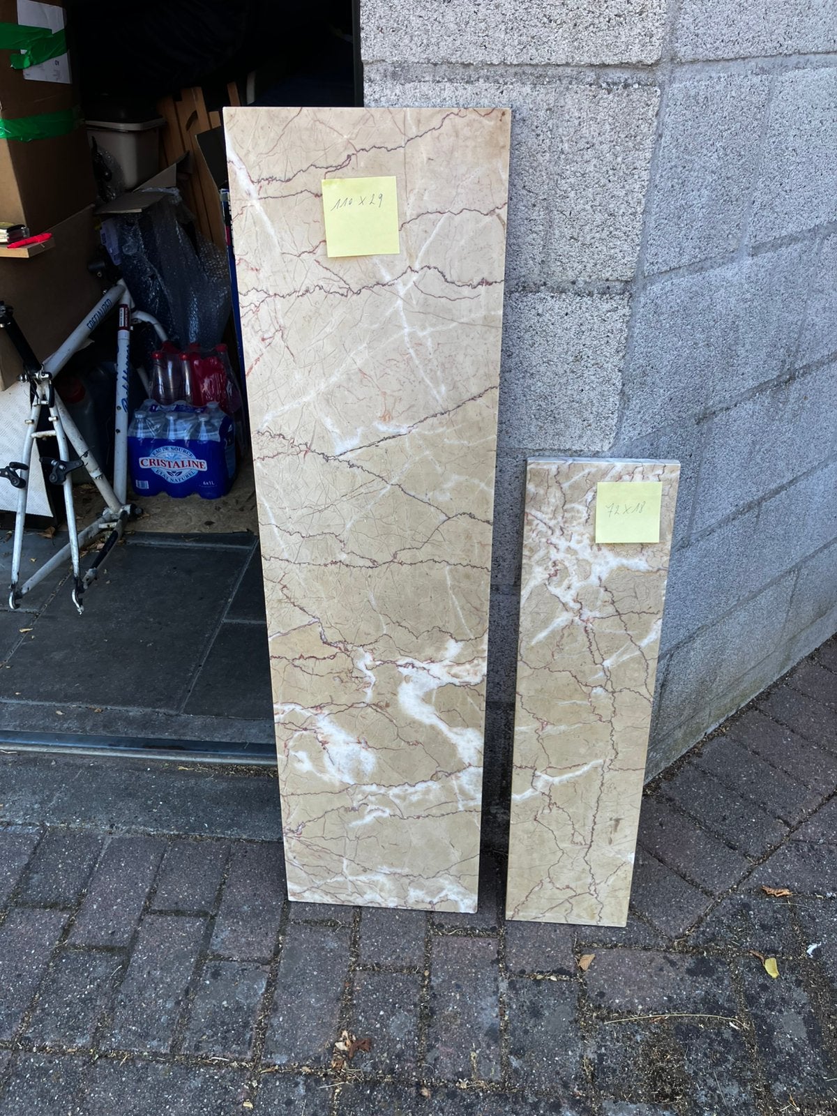 Marmeren platen, Ophalen, Gebruikt