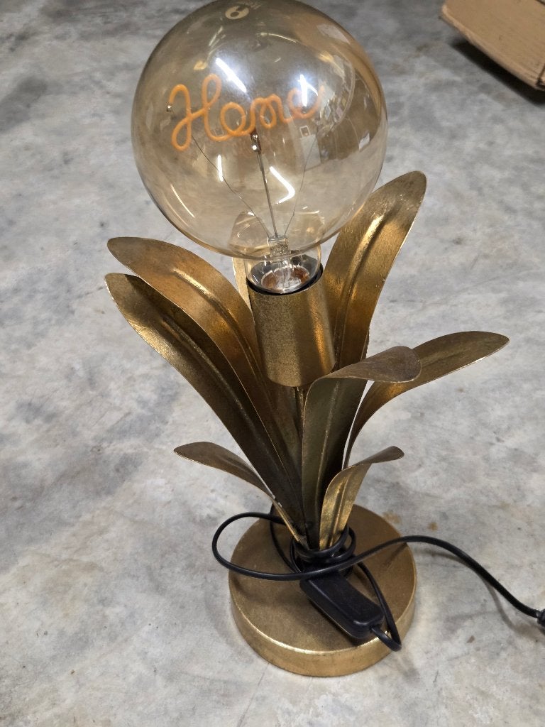 Lampe chevet, Doré, 30 cm, Art déco, Métal