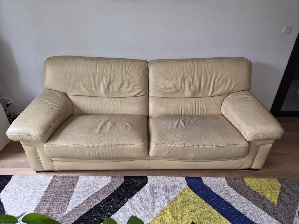 Roche Bobois 2.5-zitsbank in leer, Ophalen, Gebruikt, 100 tot 125 cm, Driepersoons