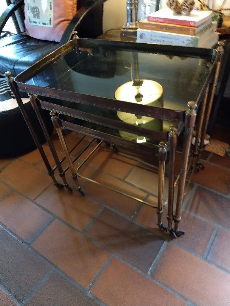 3 tables mobiles emboîtables style Régence, Maison & Meubles, Enlèvement, Utilisé, Métal, Classique