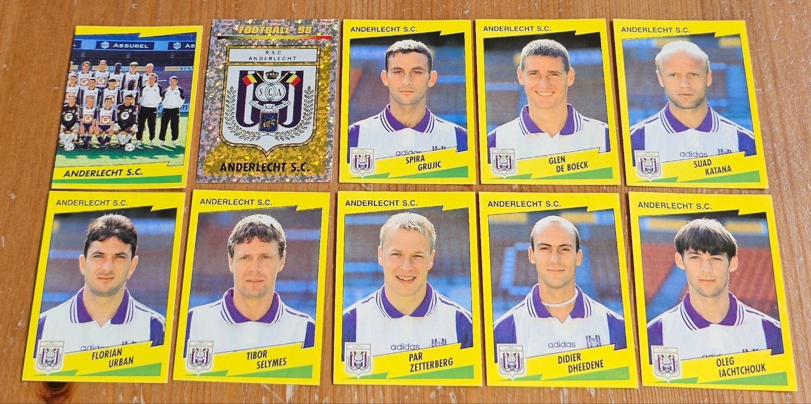 Panini Football 98 10 SC Anderlecht Stickers Voetbal!, Ophalen of Verzenden, Zo goed als nieuw, Meerdere stickers