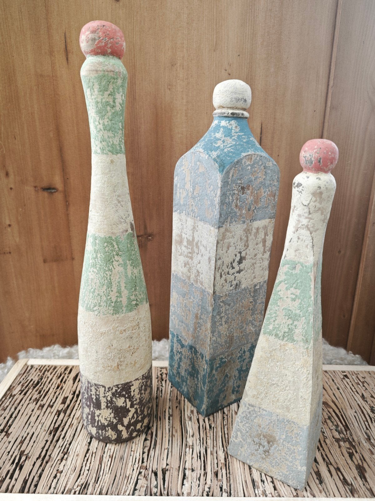 Lot 3 Décorations Bois - Bouteilles, Maison & Meubles, Accessoires pour la Maison | Autre, Bois, Vintage, Enlèvement ou Envoi