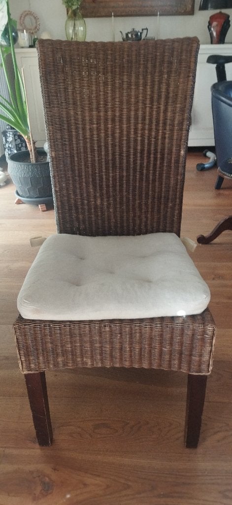 6 eettafelstoelen, Huis en Inrichting, Ophalen, Gebruikt, Bruin, Hout