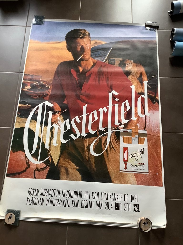 CHESTERFIELD Affiche cigarettes  authentique 120cm /170 cm, Enlèvement