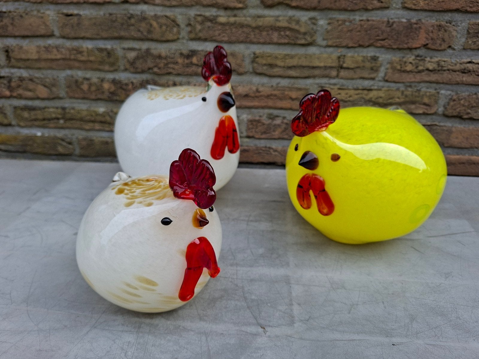 3 kippen in glas - Murano en Villeroy Boch, Ophalen