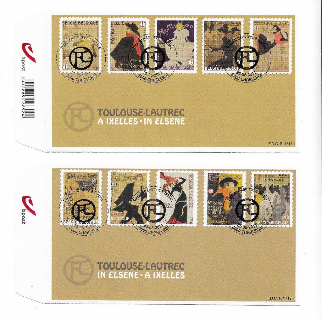 Timbres de Belgique - Lautrec FDC (x2), Timbres & Monnaies, Envoi