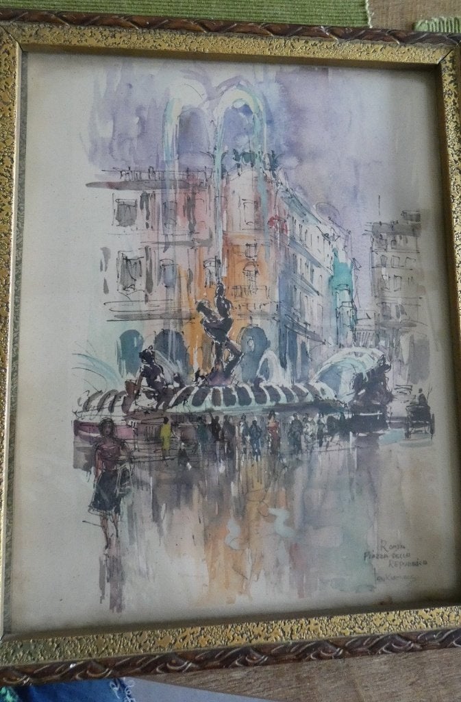 aquarel print van Jan Korthals, Ophalen of Verzenden, Klassiek, Aquarel, Papier