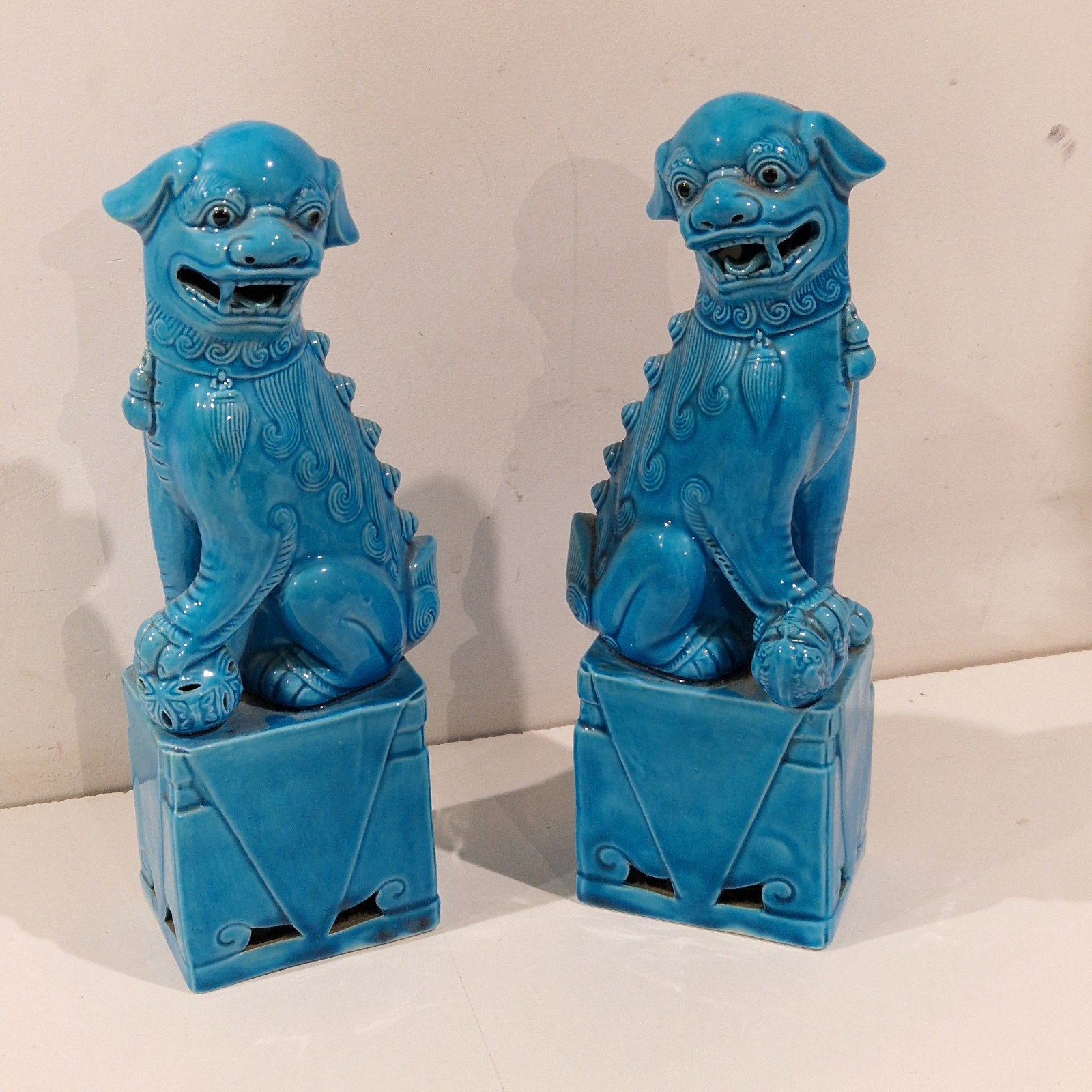 koppel Chinese Tempelleeuwen , foo dogs , Foo honden , 26 cm, Enlèvement ou Envoi