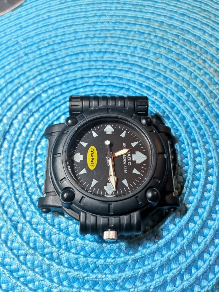 Zeldzame Casio Landfarer Pathfinder MW-43 „Compass” Vintage, Casio, Kunststof, Gebruikt, Polshorloge