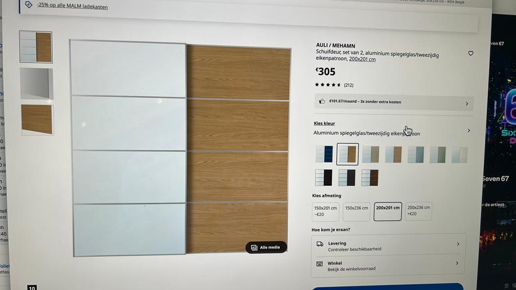 Spiegel schuifdeur ikea pax kast, Enlèvement, Comme neuf