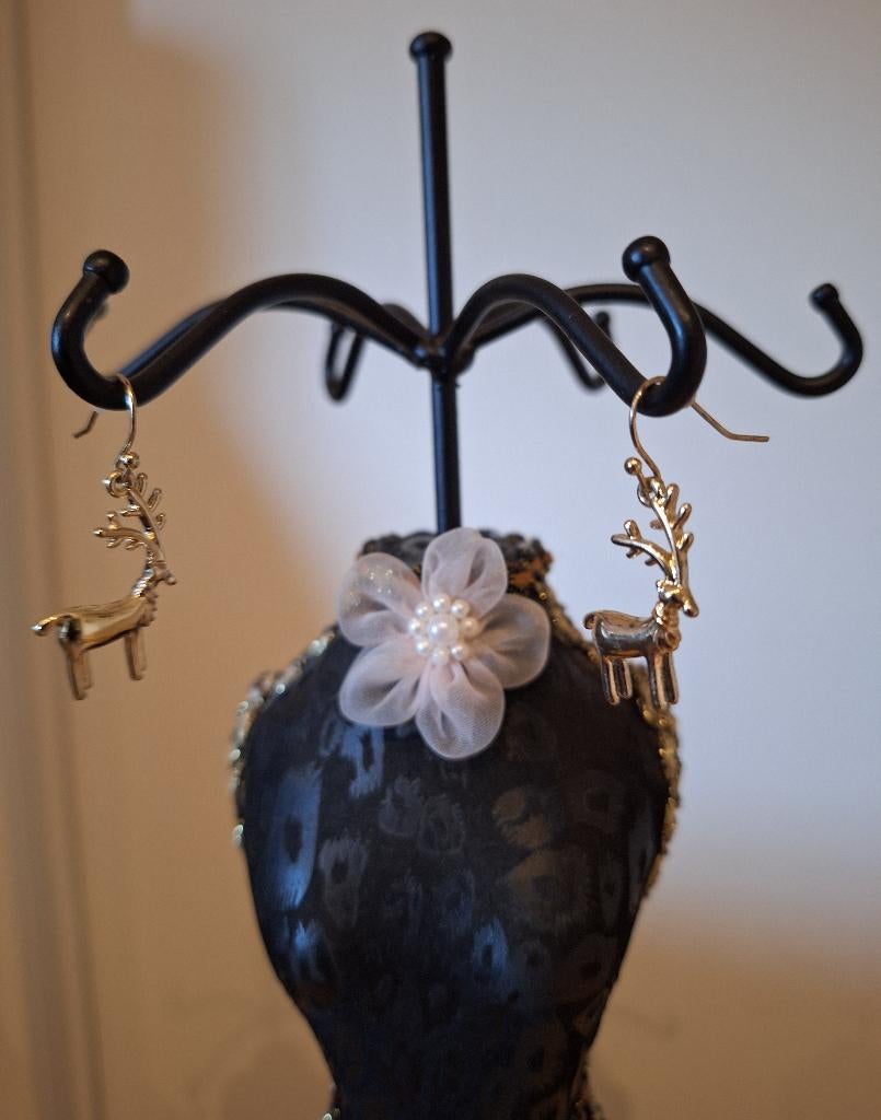 Oorbellen in kerstthema, goudkleurige rendieren, NIEUW, Bijoux, Sacs & Beauté, Boucles d'oreilles, Neuf, Enlèvement ou Envoi, Or